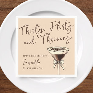 Thirty Flirty and Thriving Cocktail 30th Birthday Napkins
