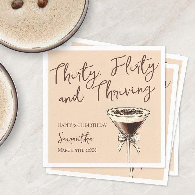 Thirty Flirty and Thriving Cocktail 30th Birthday Napkins (Thirty Flirty and Thriving Cocktail 30th Birthday Napkins)
