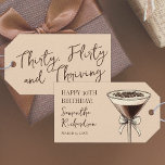 Thirty Flirty and Thriving Happy 30th Birthday Gift Tags<br><div class="desc">Thirty Flirty and Thriving Happy 30th Birthday Gift Tags features a neutral brown and beige palette with simple typography. The elegant combination of script and serif fonts highlights the playful and empowering phrase "Thirty, Flirty and Thriving", perfect for a stylish milestone celebration. This design is ideal for a modern and...</div>