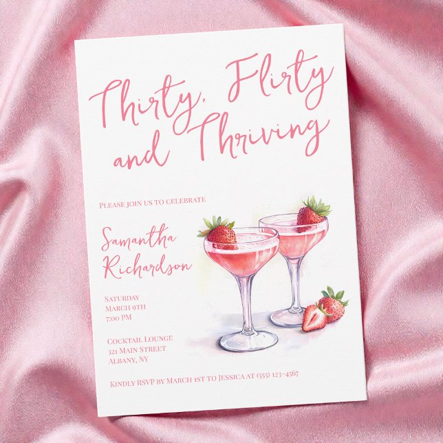 Thirty Flirty and Thriving Pink 30th Birthday Invitation (Thirty Flirty and Thriving Pink 30th Birthday Invitation)