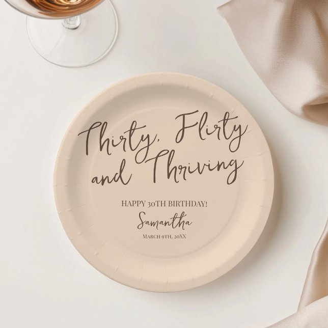 Thirty Flirty and Thriving Script 30th Birthday Paper Plates (Thirty Flirty and Thriving Script 30th Birthday Paper Plates)