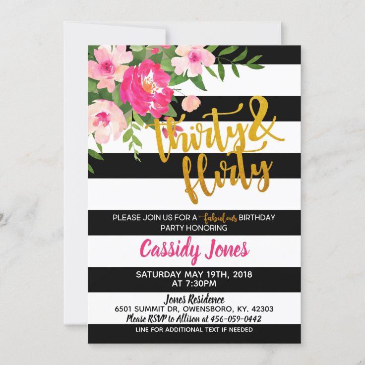 Thirty &amp; Flirty Birthday Invitation | Zazzle