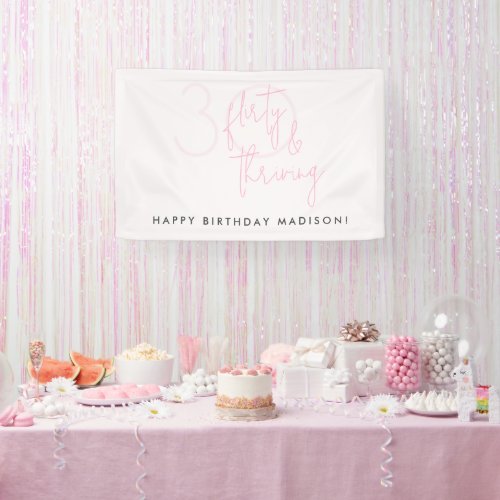 Thirty Flirty Thriving Modern Pink 30th Birthday  Banner