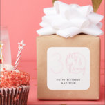 Thirty, Flirty Thriving Modern Pink 30th Birthday  Square Sticker<br><div class="desc">Get ready to celebrate the fabulous milestone of reaching 30 with our chic and trendy custom birthday party stickers in vibrant pink! These stickers embody the spirit of being "thirty, flirty, and thriving, " setting the perfect tone for a joyful and unforgettable celebration. These personalized stickers are great for party...</div>