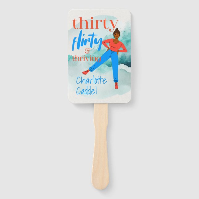 Thirty Flirty & Thriving Personalized Photo Hand Fan (Front)