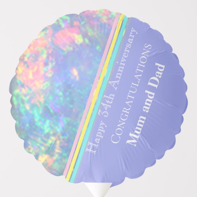 Thirty fourth Wedding Anniversary, Opal,  Balloon (Front)