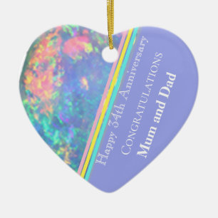 Thirty fourth Wedding Anniversary, Opal, Ceramic Ornament