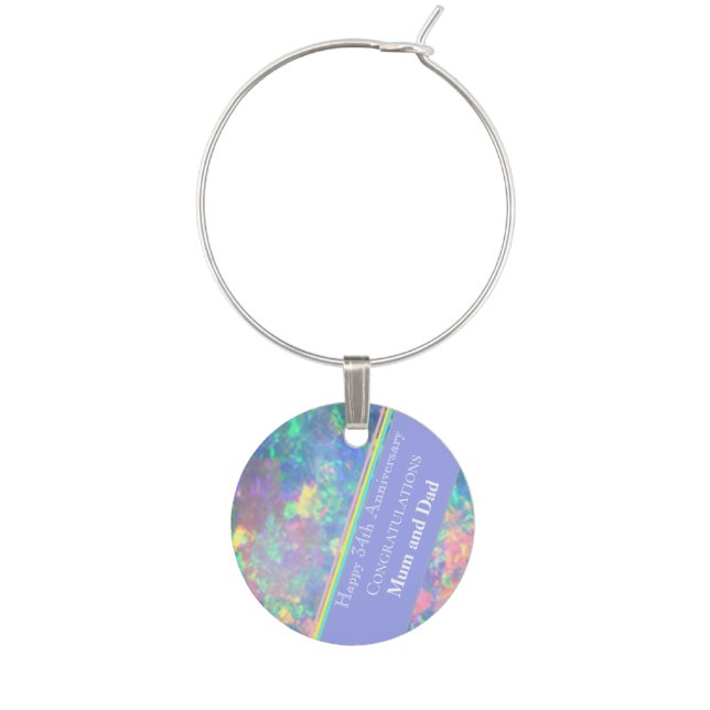 Thirty fourth Wedding Anniversary, Opal,  Wine Charm (Front)