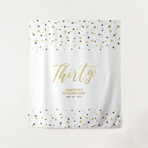 Thirty Gold & Black 30th Birthday Party Backdrop