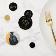 Thirty   Gold & Black Modern 30th Birthday Party Confetti