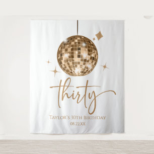 Thirty Gold Disco Ball 30th Birthday Party Tapestry