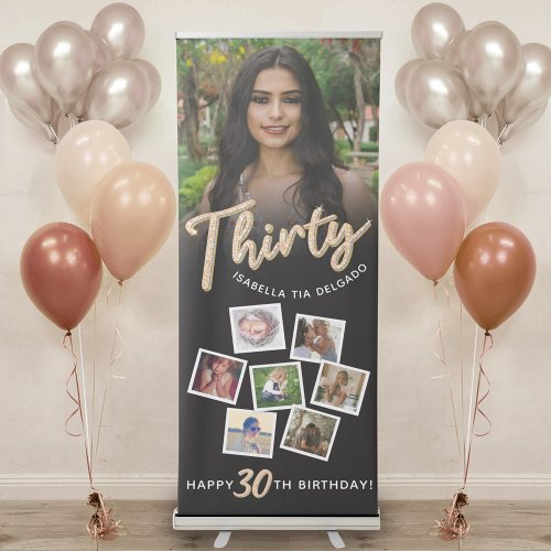 Thirty gold glitter black Birthday party 8 photos  Retractable Banner