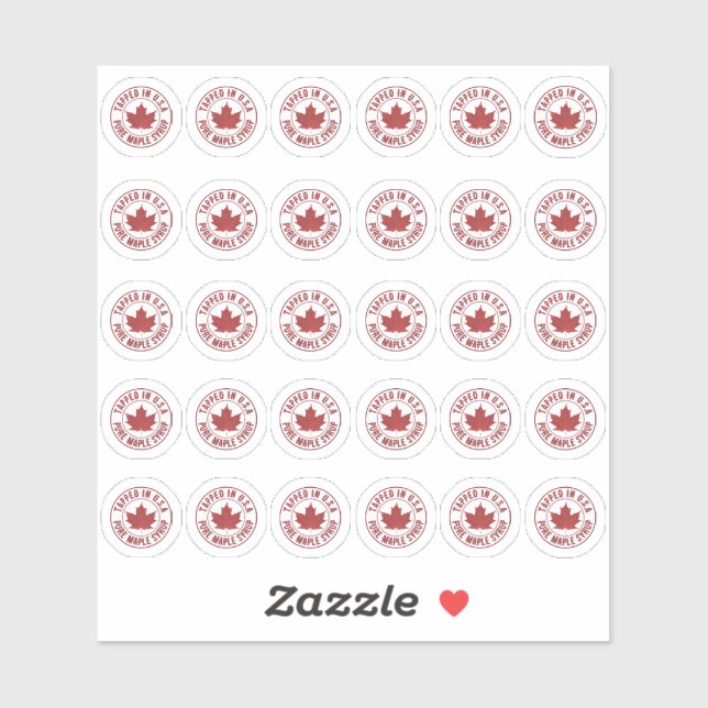 Thirty Labels TAPPED IN THE USA PURE MAPLE SYRUP   (Sheet)