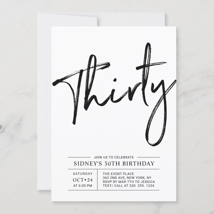 simply said calligraphy script printable modern minimal typography BY380 DIGITAL Birthday Party Invitation 18th 21st 30th 40th 50th