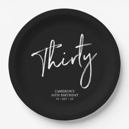 Thirty Modern Lettering 30th birthday Paper Plates