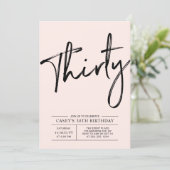 Thirty | Modern Pink 30th Birthday Party Invitation (Standing Front)