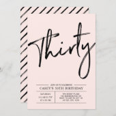 Thirty | Modern Pink 30th Birthday Party Invitation (Front/Back)