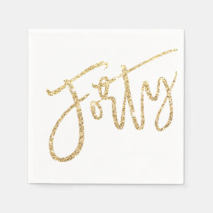 THIRTY modern script glam gold glitter 40th party Napkins