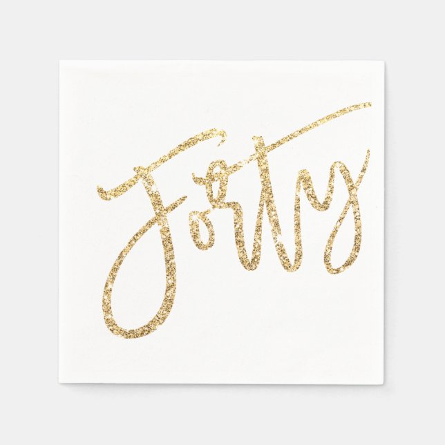 THIRTY modern script glam gold glitter 40th party Napkins (Front)