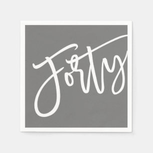 THIRTY modern script white editable colors 40th Napkins