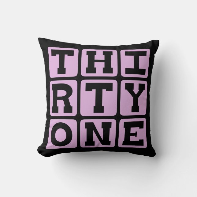 Thirty One, Number 31 Throw Pillow (Front)