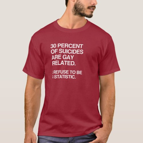 THIRTY PERCENT OF SUICIDES ARE GAY RELATED T_Shirt