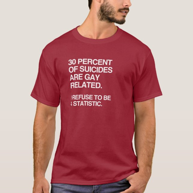 THIRTY PERCENT OF SUICIDES ARE GAY RELATED T-Shirt (Front)