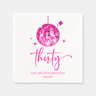 Thirty Pink Disco Ball 30th Birthday Party Napkins