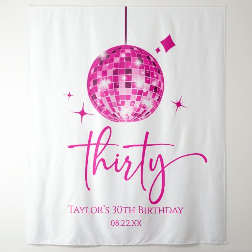 Thirty Pink Disco Ball 30th Birthday Party Tapestry
