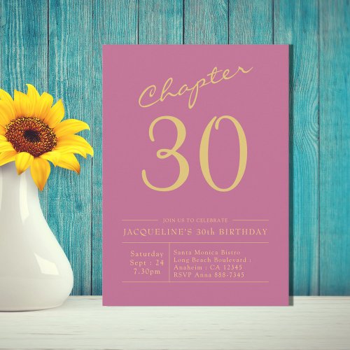 Thirty Pink Gold 30th Birthday Party Invitation