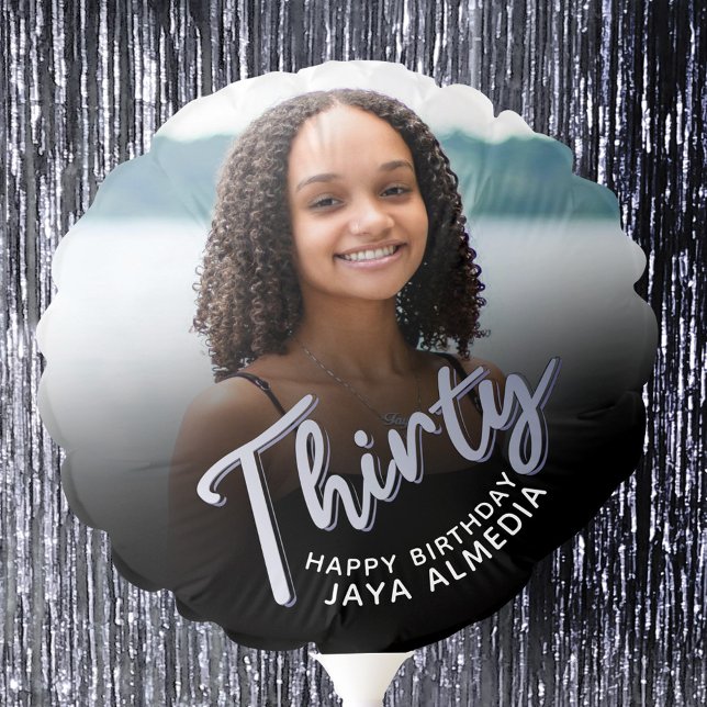 Thirty silver black now and then photo Balloon (Creator Uploaded)