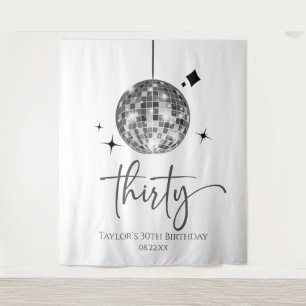 Thirty Silver Disco Ball 30th Birthday Party Tapestry