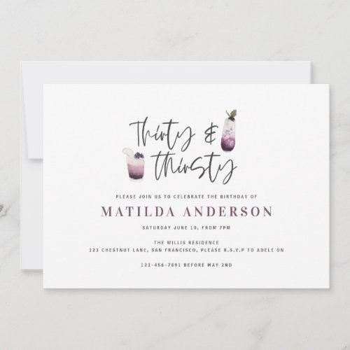 Thirty  thirsty thirtieth birthday invitation