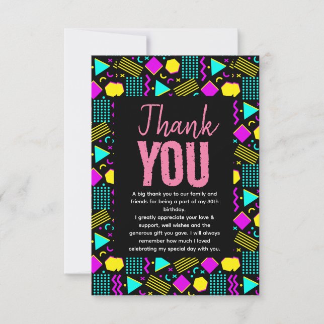 Thirty & Thriving Retro 30th Birthday  Thank You Card (Front)