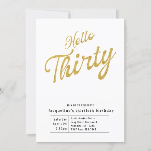 Thirty White And Gold Modern 30th Birthday