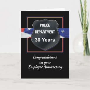 Thirty Year Police Employee Anniversary Congrats Card