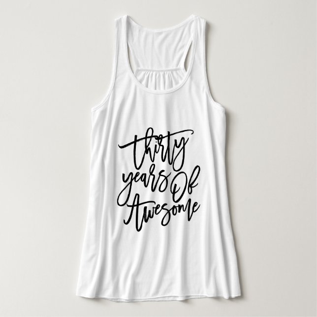 Thirty Years Of Awesome | Black Script Tank Top (Design Front)
