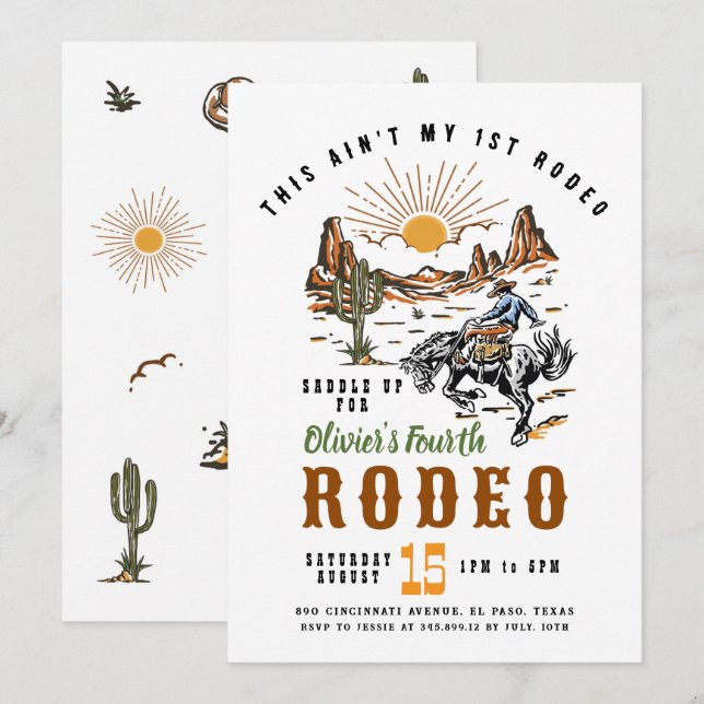 This Ain't My 1st Rodeo Birthday Invitation (Front/Back)