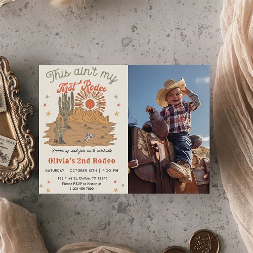 This Aint My First Rodeo 2st Birthday Photo Invitation