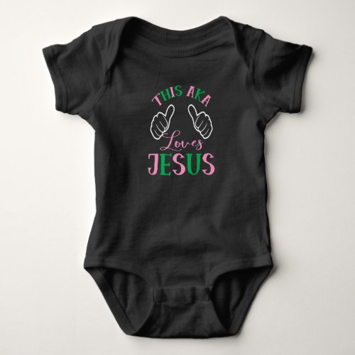 This AKA Loves Jesus _ Pink and Green _ Sorority Baby Bodysuit