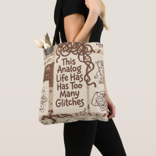 This Analog Life Has Too Many Glitches VHS Sticker Tote Bag