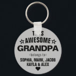 This Awesome Grandpa Belongs To Father's Day Gray Keychain<br><div class="desc">Personalized This Awesome Grandpa Grandfather Belongs To Star Father's Day Gray Black Keychain
Personalize it with the names of your kids.</div>