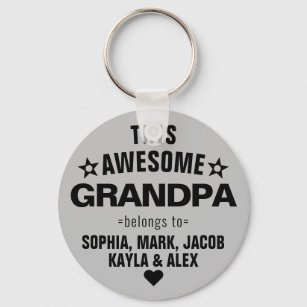 This Awesome Grandpa Belongs To Father's Day Gray Keychain