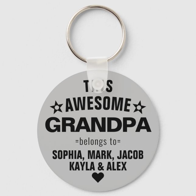 This Awesome Grandpa Belongs To Father's Day Gray Keychain (Front)