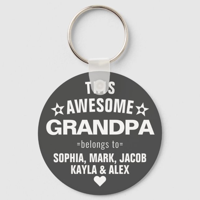 This Awesome Grandpa Belongs To Father's Day Gray Keychain (Front)