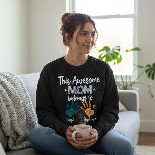 This Awesome Mom Belongs To Cozy Handprint Family Sweatshirt