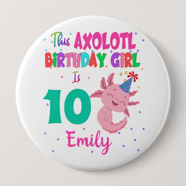 This Axolotl Girl is Amphibian Salamander  Button (Front)