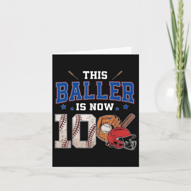 This Baller Is Now 10 Years Old Baseball 10th Birt Card (Front)