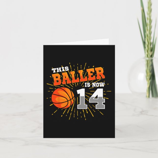 This Baller Is Now 14 Basketball 14th Birthday Par Card (Front)