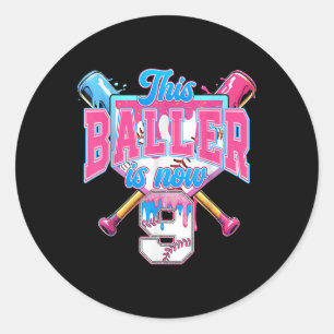 This Baller Is Now 9 Ice Cream Drip Baseball 9th B Classic Round Sticker